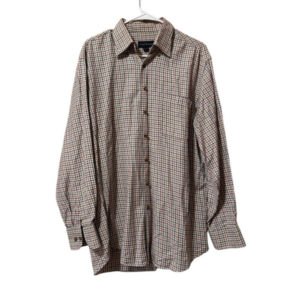Scott Barber Men Sz Large Cotton Button Down Flannel‎ Shirt Long Sleeve Colorful
